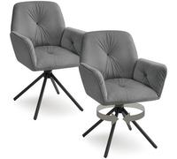 Tectake Set Of 2 Swivel Chair Lenia In Upholstered Velvet Look With Thick Padding - Velvet Look Anthracite/black