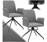 Tectake Set Of 2 Upholstered Swivel Chair Daya With Robust Fabric, 360 Rotation And High Load Capacity - Anthracite
