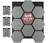 tectake® Set of 4 Acoustic Panels, 76 x 62 cm, Real Wood Veneer, Cuttable | Sound-Absorbing Felt & MDF, Easy Installation, Honeycomb Design, Acoustic Wall Panels for Home & Office, Light Grey Oak