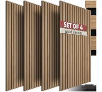 tectake® Set of 4 Acoustic Wall Panels, 110 x 50 cm, Real Wood Veneer | Cuttable Acoustic Panels with Sound-Absorbing Felt, 3D Wood Slats & MDF, Easy Installation, for Home & Office, Oak