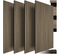 tectake® Set of 4 Acoustic Wall Panels with Real Wood Veneer & MDF, Sound-Absorbing Acoustic Panels with Felt Fabric & Wood Slats, Adjustable Size & Easy Installation, 120 x 60 x 2.1 cm - Dark Oak