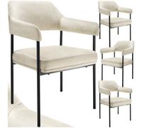 TecTake Armchair Doã©, Upholstered, Steel Legs, White