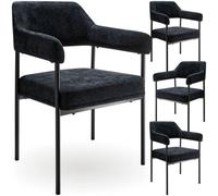 Tectake Set Of 4 Armchair Doé - Durable Fabric, Black Powder-Coated Legs, 120 Kg Load, 58 X 62 X 85 Cm - Woven Fabric Black/black