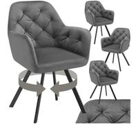 Tectake Set Of 4 Armchair Lucia - Padded, Quilted Pattern, 180 Degree Swivel Chair - Anthracite