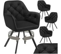 Tectake Set Of 4 Armchair Lucia - Padded, Quilted Pattern, 180 Degree Swivel Chair - Black