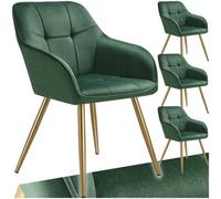 tectake Dining Chair Marilyn Set Of 4 - Dark Green/Gold in Dark Green | Size: 4 Pack TECTAKE Dark Green 4 Pack