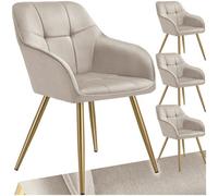 tectake Dining Chair Marilyn Set Of 4 - Taupe/Gold in Taupe | Size: 4 Pack TECTAKE Taupe 4 Pack