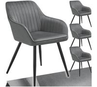 tectake Dining Chair Marilyn Set Of 4 - Grey/Black in Grey | Size: 4 Pack TECTAKE Grey 4 Pack