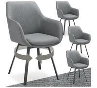 Tectake Set Of 4 Dining Chair Alicon - Swivel Armchair With Padding And Continuous Backrest - Anthracite