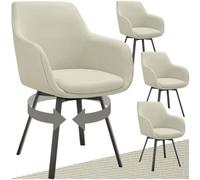 Tectake Set Of 4 Dining Chair Alicon - Swivel Armchair With Padding And Continuous Backrest - Greige