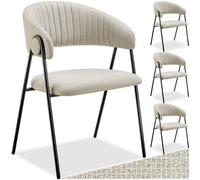 Tectake Set Of 4 Dining Chair Bedano - Woven Fabric, Padded, 150 Kg Load Capacity - Greige
