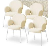 Tectake Set Of 4 Dining Chair - Bou over, Plush Padding, High Backrest - Cream