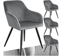 tectake Accent chair Marilyn | Set of 4 with black legs - grey/black