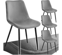 Tectake Velvet Accent Chair Monroe Set Of 4 - Grey