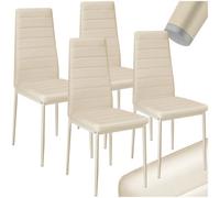 Tectake Set Of 4 Dining Chairs - High Backrest, Padded, Synthetic Leather - Beige
