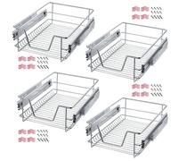 tectake Set Of 4 Drawer With Telescopic Runners 40 Cm in Silver TECTAKE Silver