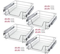 tectake Set Of 4 Drawer With Telescopic Runners 50 Cm in Silver TECTAKE Silver