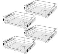 TecTake® Set of 4 Pull-Out Drawer Baskets with Telescopic Rails, Wire Storage Baskets in Chrome-Plated Steel, Easy Assembly, Ideal Cupboard Organiser for Kitchen, Bedroom, Bathroom, Pantry - W60 cm