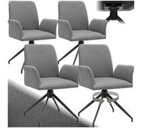 Tectake Set Of 4 Upholstered Swivel Chair Daya With Robust Fabric, 360 Rotation And High Load Capacity - Anthracite