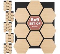 tectake® Set of 6 Acoustic Panels, 76 x 62 cm, Real Wood Veneer, Cuttable | Sound-Absorbing Felt & MDF, Easy Installation, Honeycomb Design, Acoustic Wall Panels for Home & Office, Oak