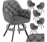 Tectake Set Of 6 Armchair Lucia - Padded, Quilted Pattern, 180 Degree Swivel Chair - Anthracite