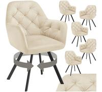 Tectake Lucia Armchair Cream Set Of 6, Cream