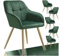 tectake Dining Chair Marilyn Set Of 6 - Dark Green/Gold in Dark Green | Size: 6 Pack TECTAKE Dark Green 6 Pack