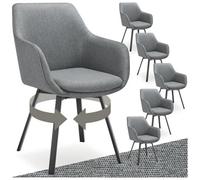 Tectake Set Of 6 Dining Chair Alicon - Swivel Armchair With Padding And Continuous Backrest - Anthracite