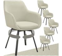 Tectake Set Of 6 Dining Chair Alicon - Swivel Armchair With Padding And Continuous Backrest - Greige