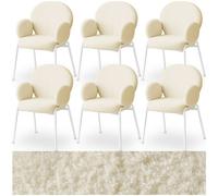 Tectake Set Of 6 Dining Chair - Bou over, Plush Padding, High Backrest - Cream