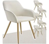 Tectake Marilyn Dining Chair Cream And Gold Set Of 6, Cream