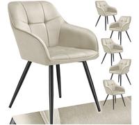 tectake Dining Chair Marilyn Set Of 6 - Cream/Black in Cream | Size: 6 Pack TECTAKE Cream 6 Pack