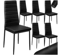Tectake Set Of 6 Dining Chairs - High Backrest, Padded, Synthetic Leather - Black