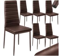 Tectake Set of Six Faux Leather Dining Chairs - Cappuccino, Brown