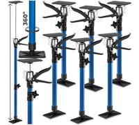 tectake® Set of 6 Quick-Release Props, Telescopic Support Rod Set, Adjustable 51-115 cm, Steel Tension Rods with Pressure Plates, 30 kg Load per Prop, Ideal Cabinet, Ceiling & Door Frame Strut - Blue