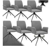 Tectake Set Of 6 Swivel Chair Daya - Upholstered, Robust Fabric, 55.5 X 58 X 87 Cm - Anthracite