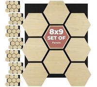 tectake® Set of 8 Acoustic Panels, 76 x 62 cm, Real Wood Veneer, Cuttable | Sound-Absorbing Felt & MDF, Easy Installation, Honeycomb Design, Acoustic Wall Panels for Home & Office, Light Oak