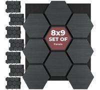 tectake® Set of 8 Acoustic Panels, 76 x 62 cm, Real Wood Veneer, Cuttable | Sound-Absorbing Felt & MDF, Easy Installation, Honeycomb Design, Acoustic Wall Panels for Home & Office, Black Oak