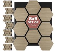 tectake® Set of 8 Acoustic Panels, 76 x 62 cm, Real Wood Veneer, Cuttable | Sound-Absorbing Felt & MDF, Easy Installation, Honeycomb Design, Acoustic Wall Panels for Home & Office, Dark Oak