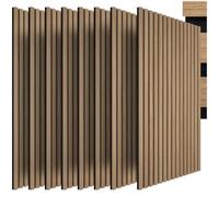 tectake® Set of 8 Acoustic Wall Panels, 110 x 50 cm, Real Wood Veneer | Cuttable Acoustic Panels with Sound-Absorbing Felt, 3D Wood Slats & MDF, Easy Installation, for Home & Office, Oak