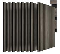 tectake® Set of 8 Acoustic Wall Panels, 110 x 50 cm, Real Wood Veneer | Cuttable Acoustic Panels with Sound-Absorbing Felt, 3D Wood Slats & MDF, Easy Installation, for Home & Office, Grey Oak