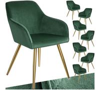 Tectake Accent Chair Marilyn w/ Armrests Set Of 8 - Green, Green