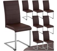 Tectake Dining Chairs - Cantilevered, High Backrest, Flat Steel Frame - Brown