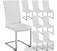 Tectake Set Of 8 Dining Chairs - Cantilevered, High Backrest, Flat Steel Frame - White