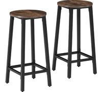 tectake Set Of Bar Stools Corby Industrial Wood Dark, Rustic Set Of 2 in Brown TECTAKE Brown