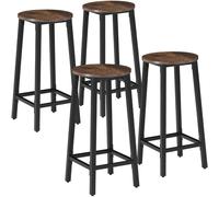 tectake Set Of Bar Stools Corby Industrial Wood Dark, Rustic Set Of 4 in Brown TECTAKE Brown