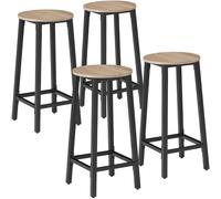 tectake Set Of Bar Stools Corby Industrial Wood Light, Oak Sonoma Set Of 4 in Light Oak TECTAKE Light Oak