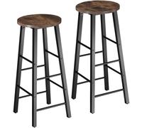 tectake Set Of Bar Stools Keynes Industrial Wood Dark, Rustic Set Of 2 in Brown TECTAKE Brown