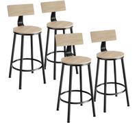 tectake Set Of Bar Stools Poole Industrial Wood Light, Oak Sonoma Set Of 4 in Light Oak TECTAKE Light Oak