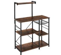 Tectake Kitchen Shelf Crawley - 6 Shelves & Basket - Brown